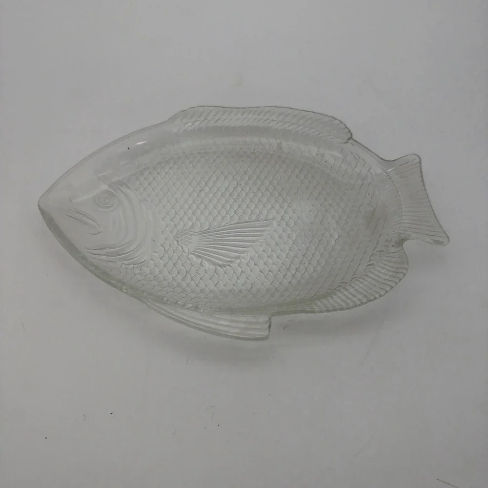 Decorative Glass Fish Plate Platter 11 x 8